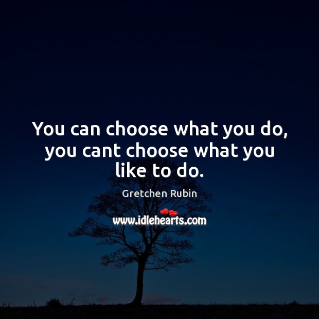 You can choose what you do, you cant choose what you like to do. Gretchen Rubin Picture Quote