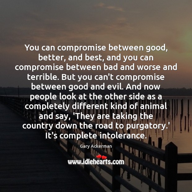 You can compromise between good, better, and best, and you can compromise Gary Ackerman Picture Quote