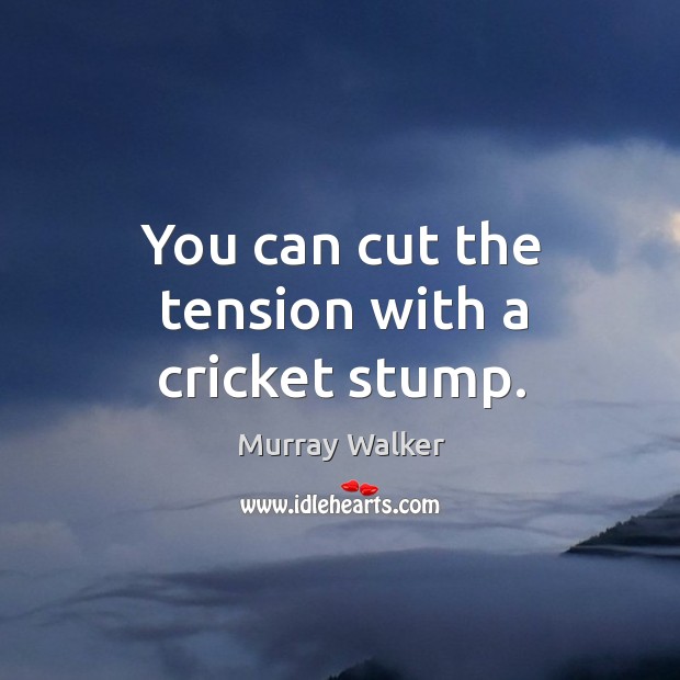 You can cut the tension with a cricket stump. Murray Walker Picture Quote