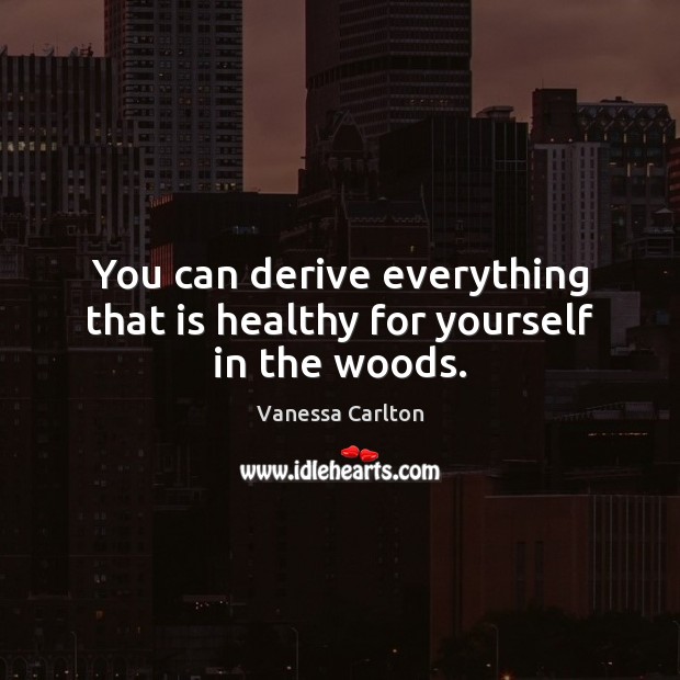 You can derive everything that is healthy for yourself in the woods. Vanessa Carlton Picture Quote