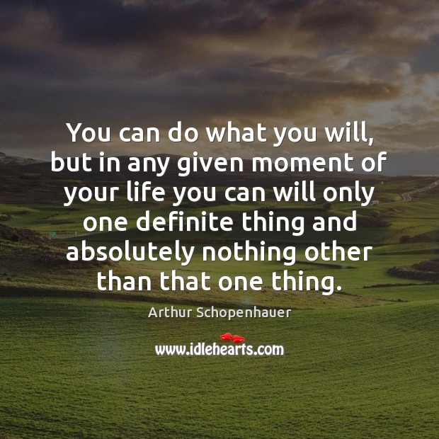 You can do what you will, but in any given moment of Arthur Schopenhauer Picture Quote