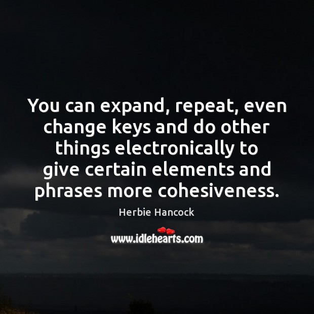 You can expand, repeat, even change keys and do other things electronically Herbie Hancock Picture Quote