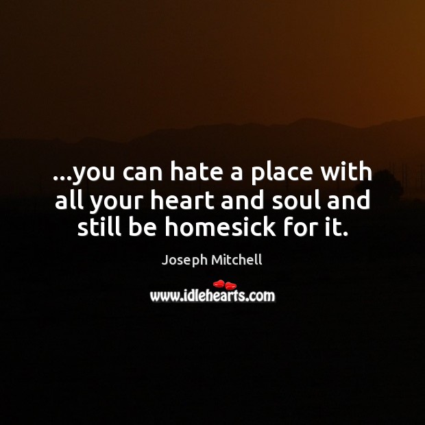 …you can hate a place with all your heart and soul and still be homesick for it. Image