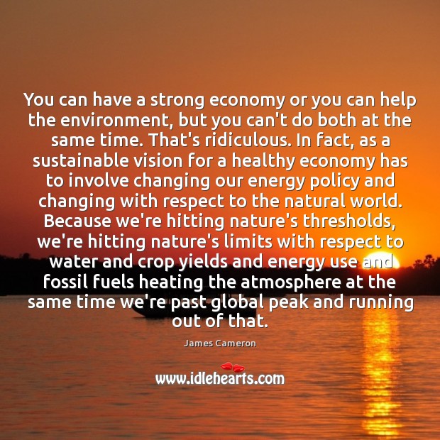 You can have a strong economy or you can help the environment, Image