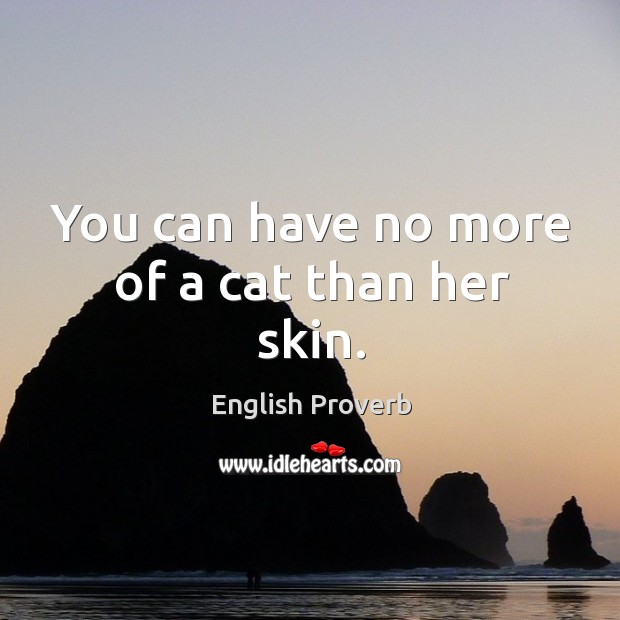 You can have no more of a cat than her skin. English Proverbs Image
