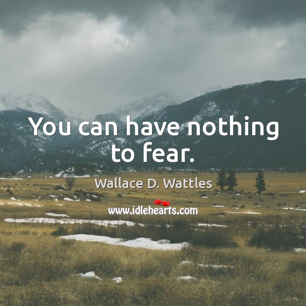 You can have nothing to fear. Wallace D. Wattles Picture Quote