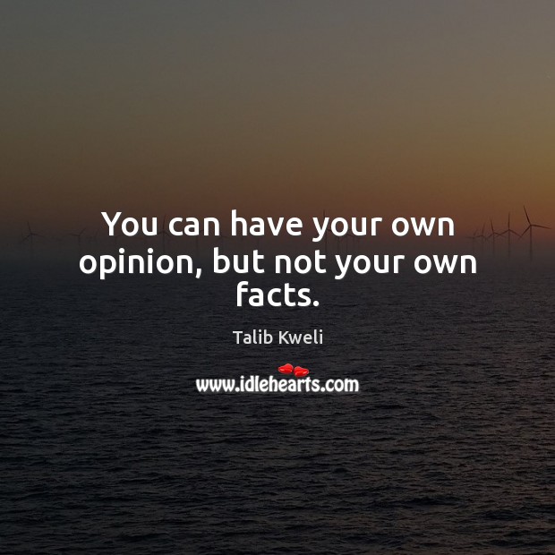 You can have your own opinion, but not your own facts. Talib Kweli Picture Quote