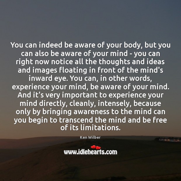 You can indeed be aware of your body, but you can also Ken Wilber Picture Quote
