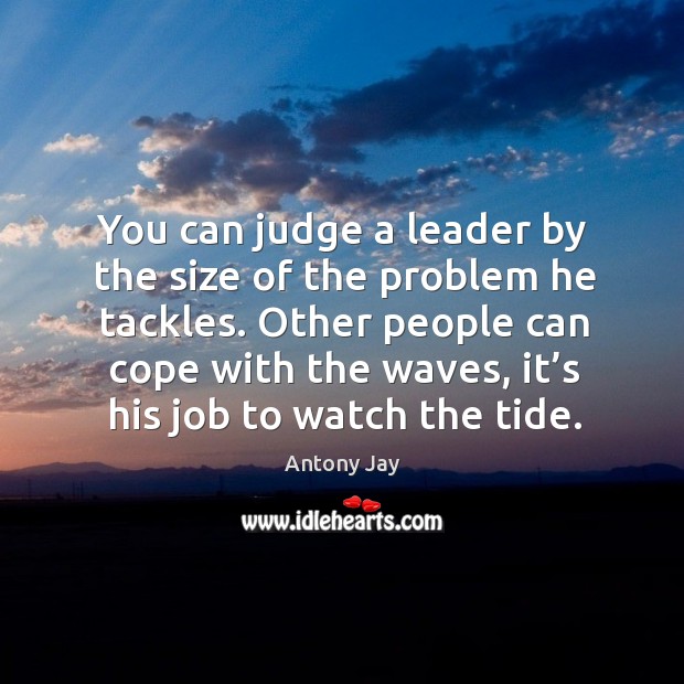 You can judge a leader by the size of the problem he tackles. Antony Jay Picture Quote