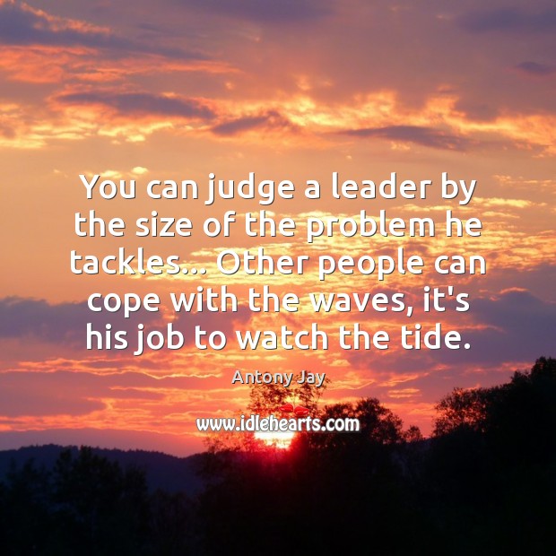 You can judge a leader by the size of the problem he Antony Jay Picture Quote