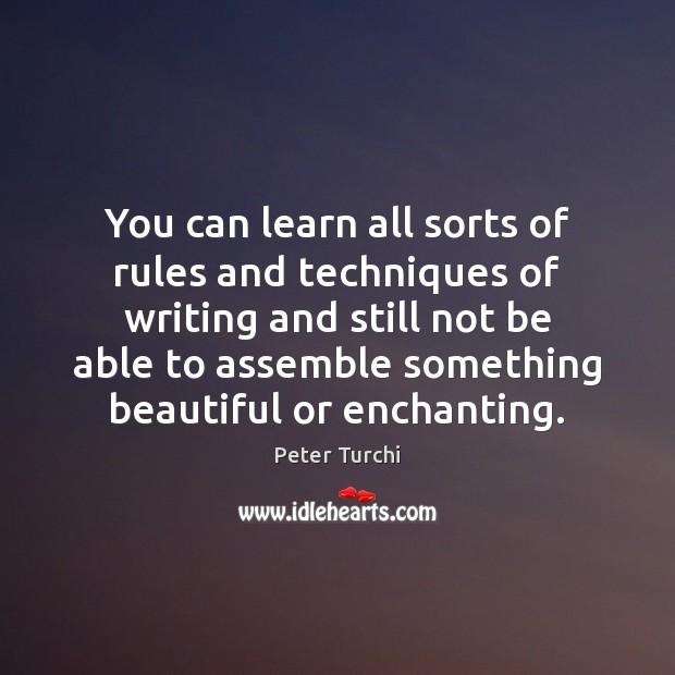 You can learn all sorts of rules and techniques of writing and Peter Turchi Picture Quote