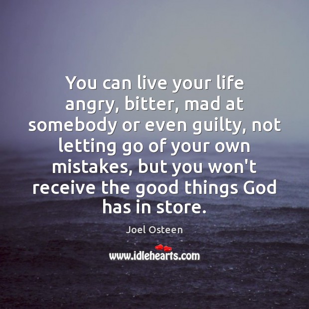 You can live your life angry, bitter, mad at somebody or even Joel Osteen Picture Quote