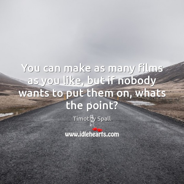 You can make as many films as you like, but if nobody Image