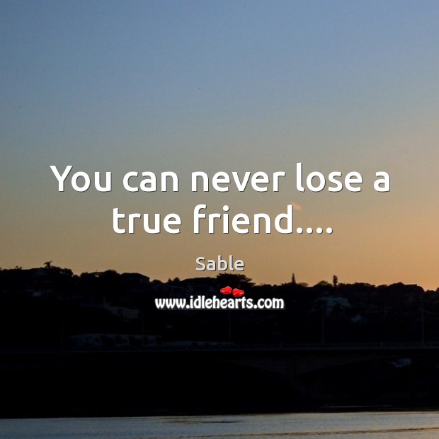 You can never lose a true friend. Sable Picture Quote