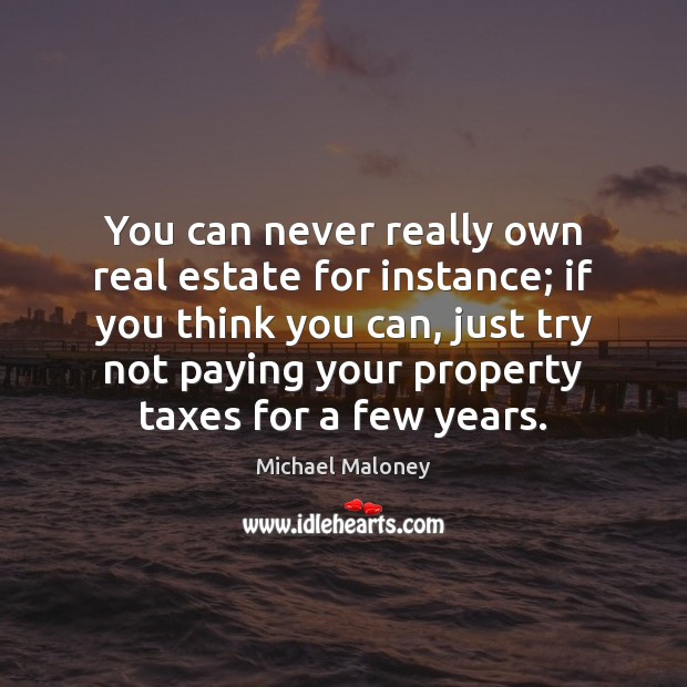 You can never really own real estate for instance; if you think Michael Maloney Picture Quote