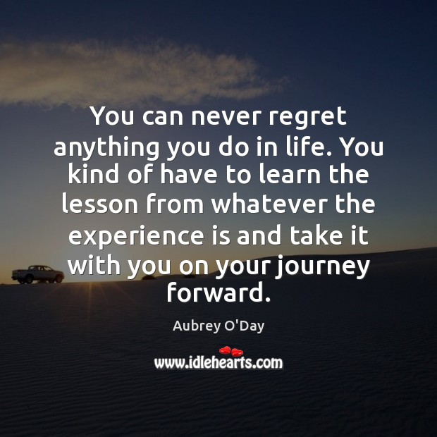 You can never regret anything you do in life. You kind of Never Regret Quotes Image