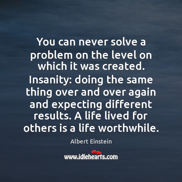 You can never solve a problem on the level on which it Image