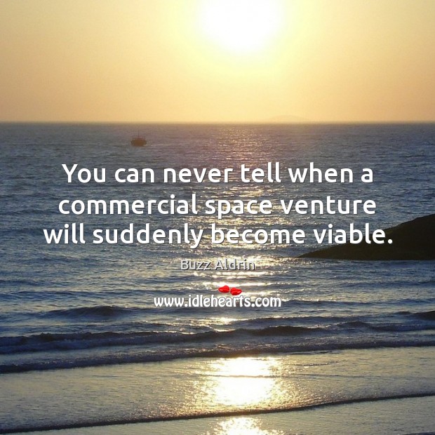 You can never tell when a commercial space venture will suddenly become viable. Buzz Aldrin Picture Quote