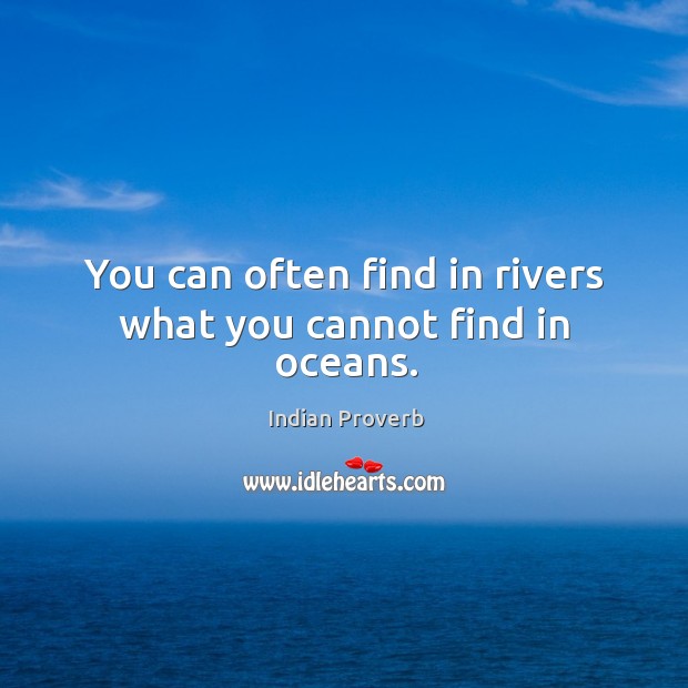 You can often find in rivers what you cannot find in oceans. Indian Proverbs Image
