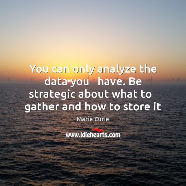 You can only analyze the data you   have. Be strategic about what Marie Curie Picture Quote
