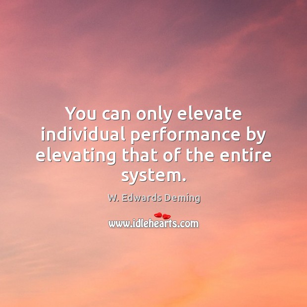 You can only elevate individual performance by elevating that of the entire system. W. Edwards Deming Picture Quote