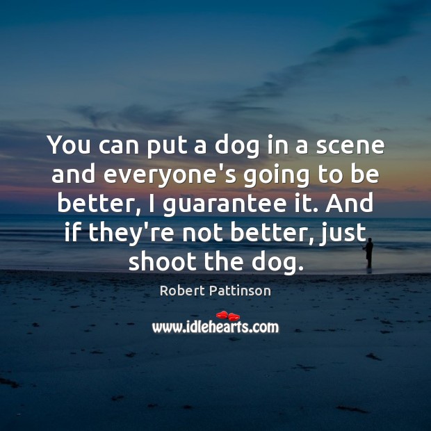 You can put a dog in a scene and everyone’s going to Robert Pattinson Picture Quote