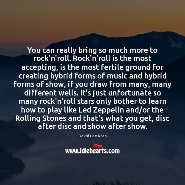 You can really bring so much more to rock’n’roll. Rock’n’roll is the David Lee Roth Picture Quote