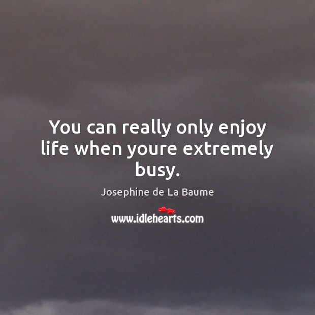 You can really only enjoy life when youre extremely busy. Josephine de La Baume Picture Quote