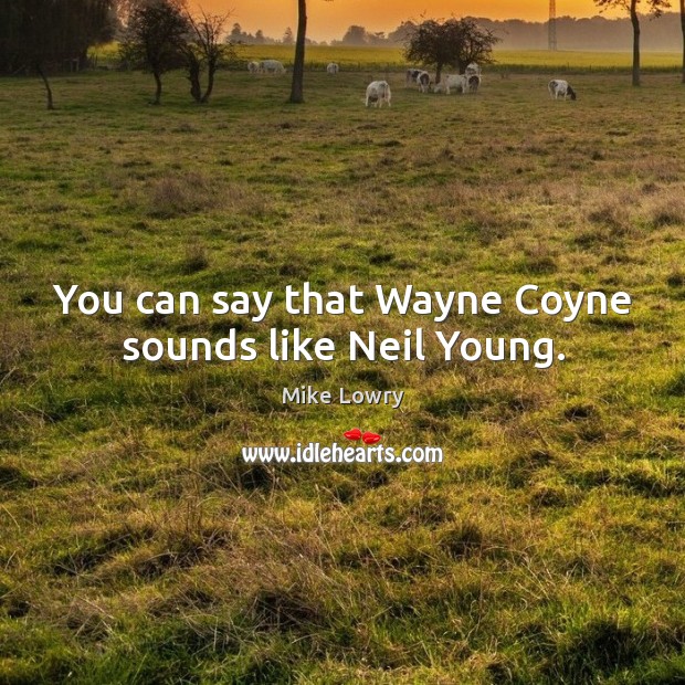You can say that wayne coyne sounds like neil young. Mike Lowry Picture Quote