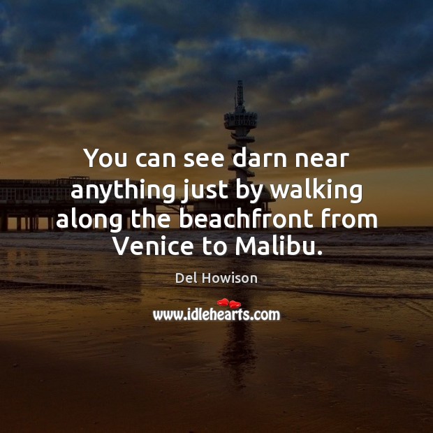 You can see darn near anything just by walking along the beachfront from Venice to Malibu. Del Howison Picture Quote
