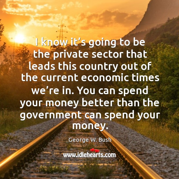 You can spend your money better than the government can spend your money. George W. Bush Picture Quote