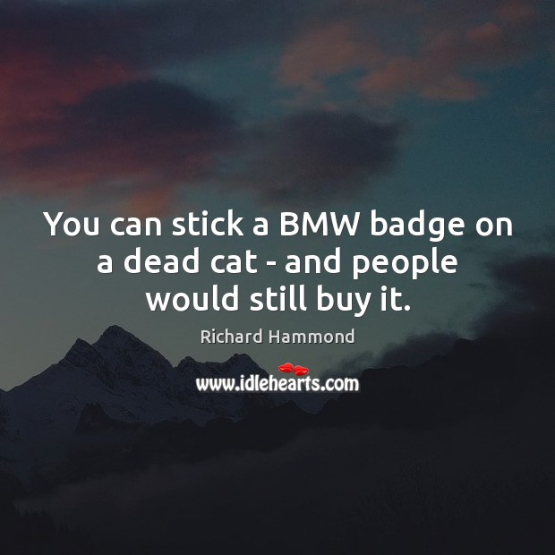 You can stick a BMW badge on a dead cat – and people would still buy it. Image