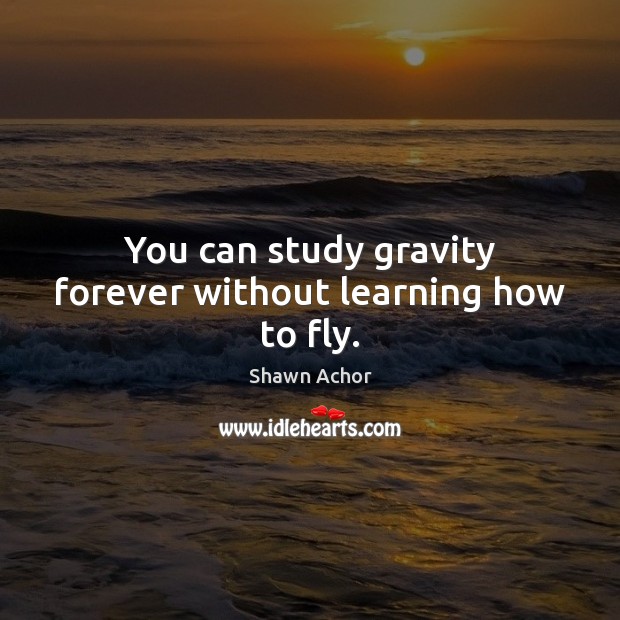 You can study gravity forever without learning how to fly. Shawn Achor Picture Quote