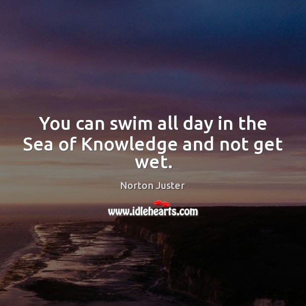 You can swim all day in the Sea of Knowledge and not get wet. Norton Juster Picture Quote