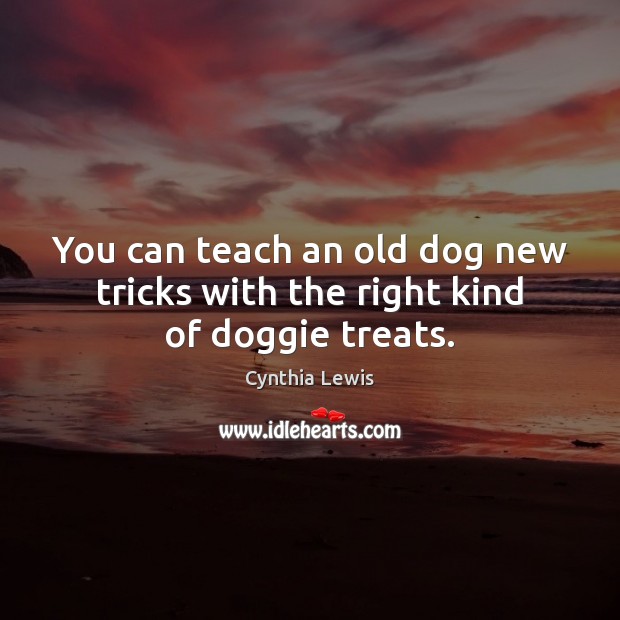 You can teach an old dog new tricks with the right kind of doggie treats. Cynthia Lewis Picture Quote