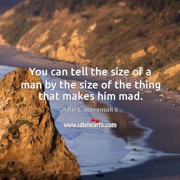You can tell the size of a man by the size of the thing that makes him mad. Adlai E. Stevenson II Picture Quote