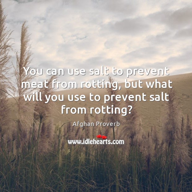 You can use salt to prevent meat from rotting, but what will you use to prevent salt from rotting? Afghan Proverbs Image