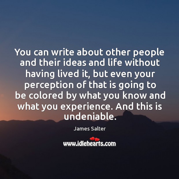 You can write about other people and their ideas and life without James Salter Picture Quote