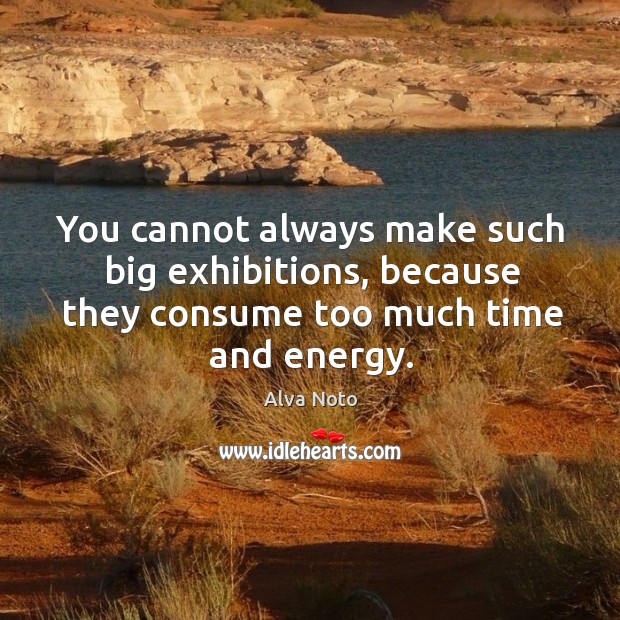 You cannot always make such big exhibitions, because they consume too much time and energy. Alva Noto Picture Quote