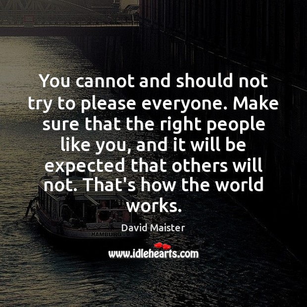 You cannot and should not try to please everyone. Make sure that David Maister Picture Quote