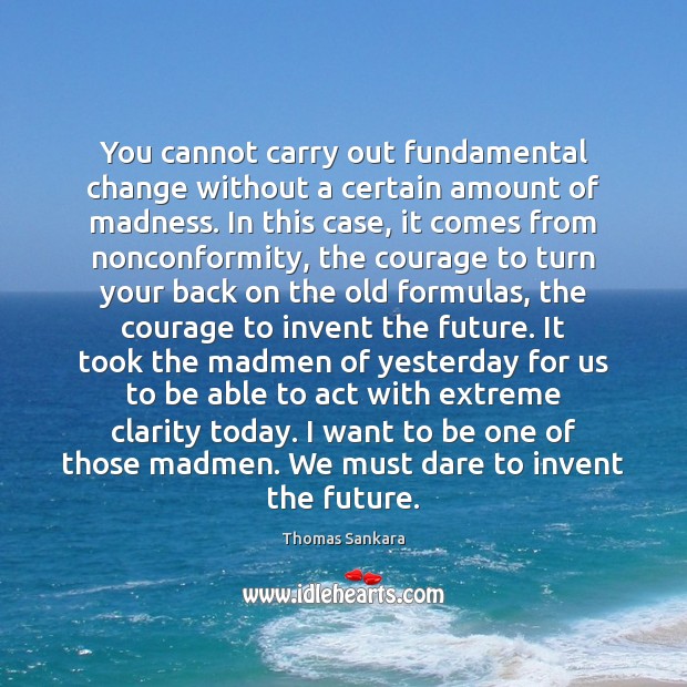 You cannot carry out fundamental change without a certain amount of madness. Thomas Sankara Picture Quote