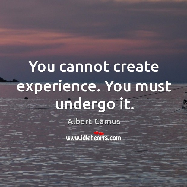You cannot create experience. You must undergo it. Image