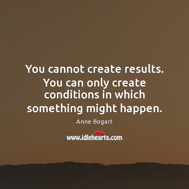 You cannot create results. You can only create conditions in which something might happen. Anne Bogart Picture Quote