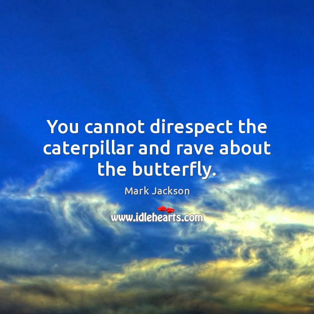 You cannot direspect the caterpillar and rave about the butterfly. Mark Jackson Picture Quote