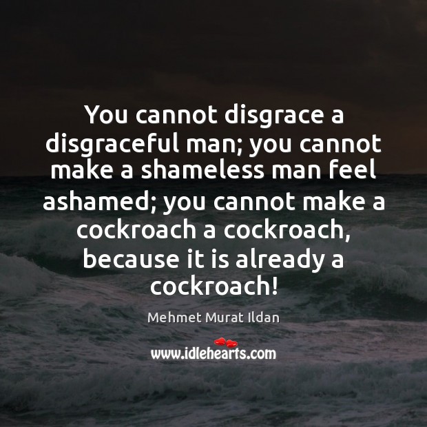 You cannot disgrace a disgraceful man; you cannot make a shameless man Mehmet Murat Ildan Picture Quote