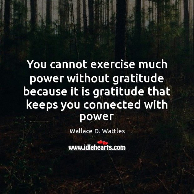 You cannot exercise much power without gratitude because it is gratitude that Wallace D. Wattles Picture Quote