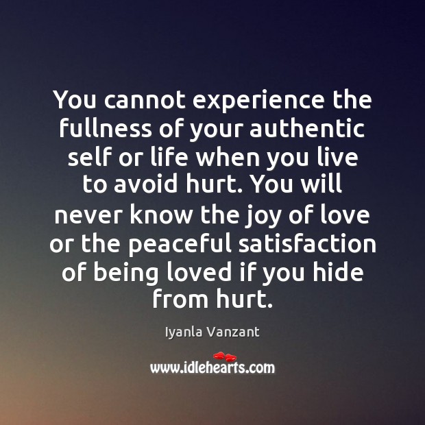 You cannot experience the fullness of your authentic self or life when Hurt Quotes Image