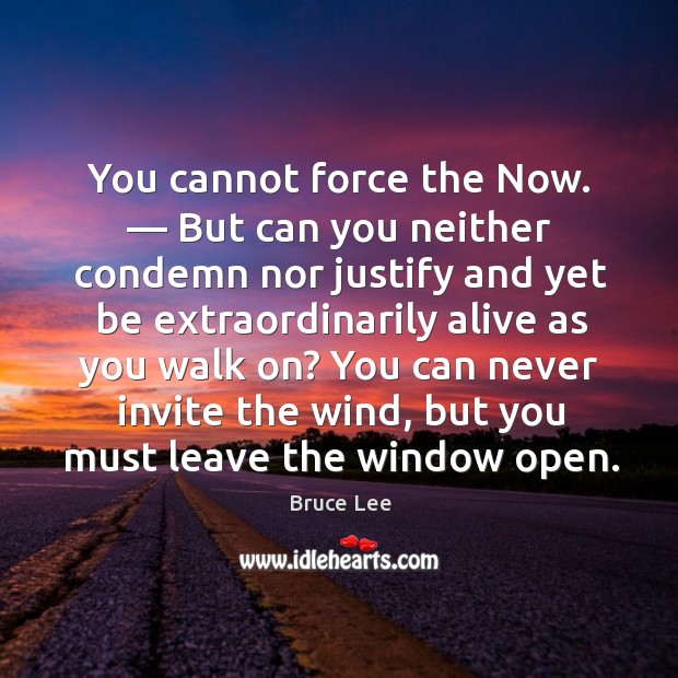 You cannot force the Now. — But can you neither condemn nor justify Bruce Lee Picture Quote