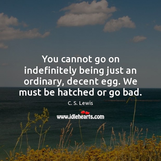 You cannot go on indefinitely being just an ordinary, decent egg. We C. S. Lewis Picture Quote