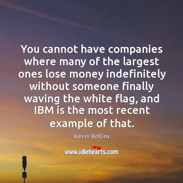 You cannot have companies where many of the largest ones lose money indefinitely without someone finally Kevin Rollins Picture Quote